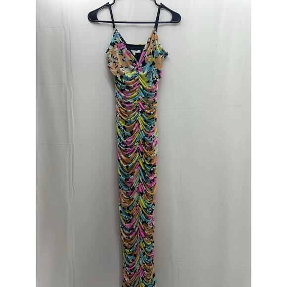 AFRM multi colored floral ruched fitted dress S NWTS - Picture 1 of 5
